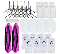 Kit d'accessoires de rechange compatible avec aspirateur robot Eureka J12 Ultra - Comprend 2 brosses principales, 6 paires de brosses latérales, 6 filtres HEPA, 8 serpillères, 8 sacs à poussière