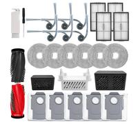 Kit d'accessoires de rechange compatible avec aspirateur robot Roborock Saros 20 / Saros 20 R&D : 2 modules ioniques argentés, 1 module de désodorisation, brosse principale, brosse latérale, filtre