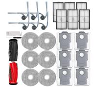 Kit d'accessoires de rechange compatible avec aspirateur robot Roborock Saros 20 / Saros 20 R&D, pièces de rechange, comprend 1 brosse à rouleau, 6 brosses latérales, 6 filtres HEPA, 6 serpillères, 6