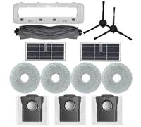 Kit d'accessoires de rechange compatible avec Dreame L10s Ultra Gen 2/L10s Pro Ultra Heat, comprend 1 housse de brosse en caoutchouc + 1 brosse en caoutchouc + 2 brosses latérales + 2 filtres + 4