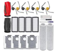 Kit d'accessoires de rechange, compatible avec Roborock Qrevo Curv 2 Flow, accessoires pour robot aspirateur : 1 brosse principale, 4 brosses latérales, 4 filtres HEPA, 2 serpillères à rouleau et 4