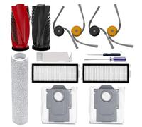 Kit d'accessoires de rechange, compatible avec Roborock Qrevo Curv 2 Flow, pièces de rechange pour robot aspirateur : 1 brosse principale, 2 brosses latérales, 2 filtres HEPA, 1 balai à rouleau et 2