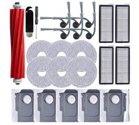 Kit d'accessoires de rechange compatible avec robot aspirateur Roborock QV 35A, QV 35S, QR 798, QR 598, comprend 1 brosse principale + 6 brosses latérales + 4 filtres + 6 tampons + 5 sacs à poussière