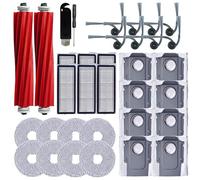 Kit d'accessoires de rechange compatible avec robot aspirateur Roborock QV 35A, QV 35S, QR 798, QR 598, comprend 2 brosses principales + 8 brosses latérales + 6 filtres + 8 tampons + 8 sacs à
