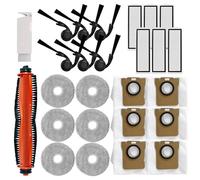 Kit d'accessoires de rechange compatible avec Xiaomi Robot Vacuum 5, 5 Pro, pièces de rechange, comprend 1 brosse anti-enchevêtrement, 6 brosses latérales, 6 filtres HEPA, 6 serpillères, 6 sacs à