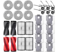 Kit d'accessoires de rechange compatibles avec les aspirateurs Roborock Curv 2 Pro/Saros 10R/Saros 20:2 Brosse Principales,4 Filtres,8 Sacs à Poussière,6 Serpillères,6 Brosses Latérales