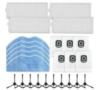 Kit d'accessoires de Rechange de 25 pièces pour aspirateurs Robot pour Tefal pour X-plorer Series 75 S+ RG8597W, Comprend 4 filtres HEPA, 5 Chiffons, 6 Sacs à poussière, 10 brosses latérales (B)