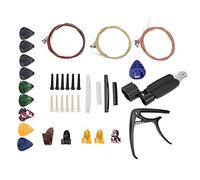 Kit d'accessoires de remplacement de cordes de guitare avec 18 cordes à revêtement antirouille, capodastre, 9 médiators, 4 médiators, jeu d'écrous, broches de pont, enrouleur de