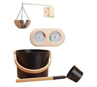 Kit D'accessoires De Sauna Avec Seau De Sauna En Aluminium + Thermomètre/hygromètre + Bol D'arôme De Sauna | Ensemble D'accessoires De Sauna Avec Louche + Tasse D'Huile D'Aromathérapie Pour Hammam