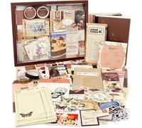 Kit d'accessoires de Scrapbooking de 346 Pièces, Brun Vintage Bullet Journal Scrapbook Kit avec A6 Grille Carnet,pour Adolescentes
