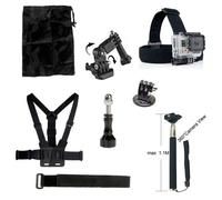 Kit d'accessoires Gopro 8-en-1 avec courroie de poitrine, sangle de tête et monopode pour GoPro HERO 4 3+ 3 2 1 Xiaomi Yi