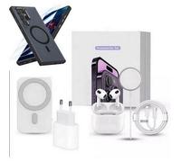 Kit d'accessoires - MASSILIA TECH pour SAMSUNG GALAXY S24 ULTRA - Coque MagSafe - Chargeur 20W - Écouteurs sans fil noir
