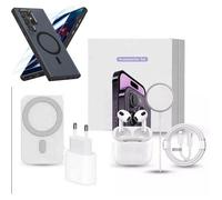 Kit d'accessoires - MASSILIA TECH pour SAMSUNG GALAXY S25 ULTRA - Coque MagSafe - Chargeur 20W - Écouteurs sans fil noir