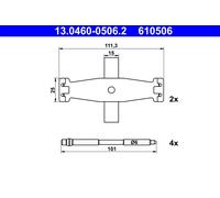 Kit d'accessoires, plaquette de frein à disque ATE 13.0460-0506.2 34116850934 34