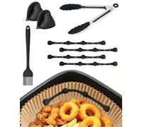 Kit d'Accessoires pour Airfryer : 4 Aimants en Silicone Empêchent le Papier | Cuisson de Couvrir Les Aliments ; Inclut Pinceau, Pince de Cuisine Et Gant en Silicone. Compatible Ninja Et Philips