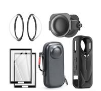 Kit d'accessoires pour caméra d'action Insta360 X5 avec étui de transport rigide portable, étui de protection en silicone, protecteur d'objectif et protecteurs d'écran, solution de rangement et de