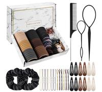 Kit d'accessoires pour cheveux 1214 pièces - Élastiques à cheveux en coton, chouchous en caoutchouc, pinces à cheveux, épingles à cheveux, peigne queue de rat, accessoire pour cheveux pour femme