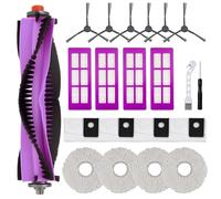 Kit d'accessoires pour Eureka J15 Pro Ultra Aspirateur Robot Pièces de rechange, 1 Brosse Rouleau Principale, 4 Filtres, 4 Lingettes, 4 Brosses Latérales, 4 Sacs à Poussière, 1 Brosse de nettoyage