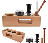 Kit d'accessoires pour expresso 5 pièces, y compris un porte-filtre en bois de 54 mm, un distributeur de café de 54 mm, une presse à tamper de 54 mm, une aiguille agitatrice WDT, une brosse pour tapis