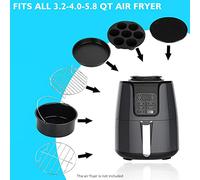 Kit d'accessoires pour friteuse à air, ensemble de 12 pièces avec baril à gâteau, moule à pizza, moule à cupcakes, 100 doublures, tapis en silicone, support à brochettes pour (6 pouces)