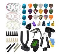 Kit d'accessoires pour guitare acoustique - Outil de remplacement pour cordes de guitare - Avec cordes, médiators, capodastres, chevilles de chevalet