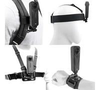 Kit d'accessoires pour Insta 360 X5 X4 X3 X2 X, serre-tête + montage poitrine harnais + support clip sac à dos + dragonne rotative à 360° compatible avec GoPro Hero, caméra d'action DJI OSMO et AK ASO