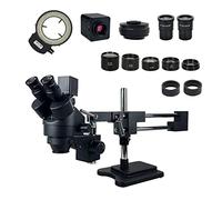 Kit d'accessoires pour microsc 3 8MP 90x Caméra électronique numérique microscope de soudure stéréo trinoculaire à bras en flèche double Lames de microscope(Nero)