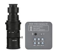 Kit d'accessoires pour microsc 4 8MP 2K 1080P 60fps HDMI USB Microscope numérique électronique industriel Zoom C-monte LED Lumière Lames de microscope(With 200X Lens)