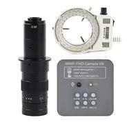 Kit d'accessoires pour microsc 4 8MP 2K 1080P 60fps HDMI USB Microscope numérique électronique industriel Zoom C-monte LED Lumière Lames de microscope(With 180X Lens Light)
