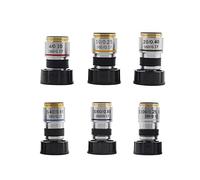 Kit d'accessoires pour microsc 6 Pcs Objectif du Microscope, Objectif Achromatic Objectif Lens Lab Microscope Biologique Distance de la conjugaison 185 mm, 4X 10x 20x 40x 60x 100x Lames de Microscope