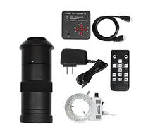 Kit d'accessoires pour microsc Caméra de microscope vidéo Full H_D 38MP VGA 1080P USB Industry avec 0,1X 0,4X 0,5X Zoom réglable C Mount Lens 56 LED Ring Light Lames de microscope(38MP 8X-130X C mount