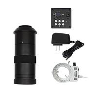 Kit d'accessoires pour microsc Caméra de microscope vidéo Full H_D 38MP VGA 1080P USB Industry avec 0,1X 0,4X 0,5X Zoom réglable C Mount Lens 56 LED Ring Light Lames de microscope(VGA 8X-130X C mount)