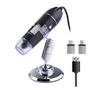 Kit d'accessoires pour microsc Caméra microscope numérique 1600x 8 LED 2MP Portable USB Microscope électronique Lames de microscope(Silver rack)