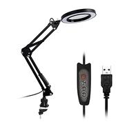 Kit d'accessoires pour microsc Éclairage LED 5x Loupe Lampe de bureau en verre avec aiguilles de pince USB -alimenté LED Loupe de lampe Lames de microscope(Black Clip)