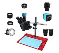 Kit d'accessoires pour microsc For laboratoire de réparation de soudure PCB industriel 7X 45X 90X Double tige Microscope stéréo trinoculaire simul-focal 1080P VGA 38MP caméra HDMI Lames de microscope(