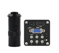 Kit d'accessoires pour microsc Objectif de bâti de la caméra 100X 200X 180X C de microscope vidéo industriel de laboratoire de 14MP 1080P HDMI Lames de microscope(With 100x lens,Red)