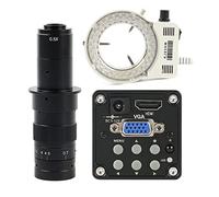 Kit d'accessoires pour microsc Objectif de bâti de la caméra 100X 200X 180X C de microscope vidéo industriel de laboratoire de 14MP 1080P HDMI Lames de microscope(180x lens with Light,Red)