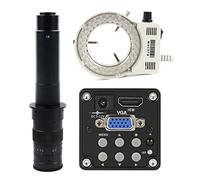 Kit d'accessoires pour microsc Objectif de bâti de la caméra 100X 200X 180X C de microscope vidéo industriel de laboratoire de 14MP 1080P HDMI Lames de microscope(300x lens with Light,Blue)