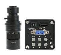 Kit d'accessoires pour microsc Objectif de bâti de la caméra 100X 200X 180X C de microscope vidéo industriel de laboratoire de 14MP 1080P HDMI Lames de microscope(With 200x lens,Blue)