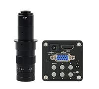 Kit d'accessoires pour microsc Objectif de bâti de la caméra 100X 200X 180X C de microscope vidéo industriel de laboratoire de 14MP 1080P HDMI Lames de microscope(With 180x lens,Red)