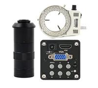 Kit d'accessoires pour microsc Objectif de bâti de la caméra 100X 200X 180X C de microscope vidéo industriel de laboratoire de 14MP 1080P HDMI Lames de microscope(100x lens with Light,Blue)