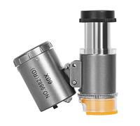 Kit d'accessoires pour microsc Portable Mini 60x Pocket Handheld Microscope Loupe avec DIRIGÉ Léger Lames de microscope(Grey-A)