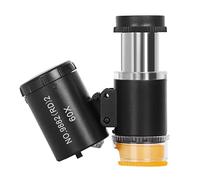 Kit d'accessoires pour microsc Portable Mini 60x Pocket Handheld Microscope Loupe avec DIRIGÉ Léger Lames de microscope(Nero)