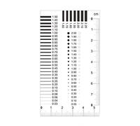 Kit d'accessoires pour microscopes Mesurer le souverain de cinéma transparent collant Règle de contraste de fissure Diamètre du point: 0,05-2,0 mm.Épaisseur de ligne: 0,03-2,2 mm.Taille: 90x55 mm. Mat
