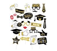 Kit d'accessoires pour photo - Kit de stand de remise de diplôme avec bâtons, selfie - Décorations de dessin - Classe de découpes à thème - Accessoires photo amusants pour cérémonies scolaires