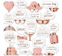 Kit d'accessoires pour photomaton d'anniversaire - 27 Blancs et Or Rose - Panneaux d'accessoires pour photobooth de qualité supérieure - Photos mémorables pour Les célébrations - par PixiPy