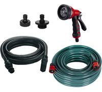 Kit D'Accessoires Pour Pompes De Surface (7 Pièces,Accessoires D'Aspiration Et De Pompe Côté Pression,Avec Tuyau D'Arrosage,Kit D'Aspiration,2 Adaptateurs,Douchette De Jardin)