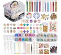 Kit d'accessoires pour résine époxy 260 pièces : feuille d'or, paillettes, fleurs séchées, coquillages, pipettes, pincettes
