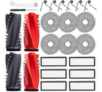 Kit d'accessoires pour Roborock Qrevo Edge/Qrevo Curv/QRevo Curv S5X/Qrevo Edge S5A Rechange, 2 Brosses Principales Double, 6 Filtres, 6 Brosses Latérales, 6 Chiffon Serpillere, Brosse, Tournevis