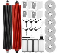 Kit d'accessoires pour Roborock Qrevo Master/Qrevo Slim aspirateur robot, 2 brosses principales, 4 filtres HEPA, 6 lingettes, 4 sacs à poussière, 6 brosses latérales, 1 brosse, 1 tournevis